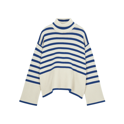 Shop Totême Striped Wool-blend Jumper In Blue