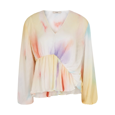 Shop Brøgger Ines Tie-dyed Textured Chiffon Blouse In Multicoloured