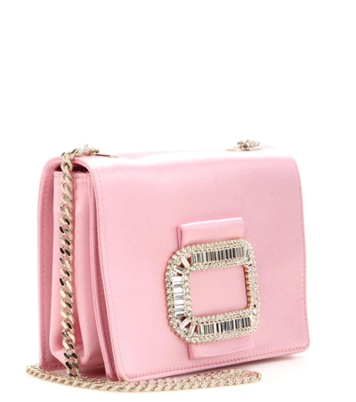 Shop Roger Vivier Pilgrim Micro Embellished Shoulder Bag In Pink
