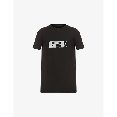 Shop Rick Owens Drkshdw Level Graphic-print Cotton-jersey T-shirt In Black Oyster