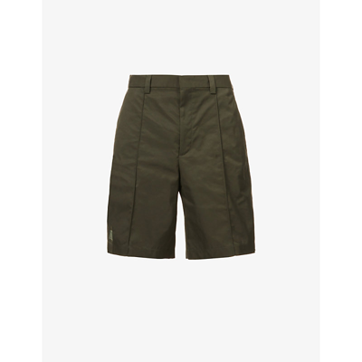 Shop Valentino Relaxed-fit Long-lined Shell Shorts In Olive