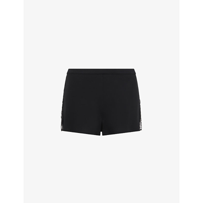 Shop Agent Provocateur Womens Black Gisele Lace-trim Mid-rise Stretch-jersey Shorts