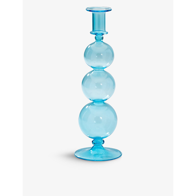 Shop Anna + Nina Blue Bubble Glass Candle Holder 30cm