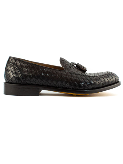 Shop Doucal's Brown Leather Loafer In Testa Di Moro