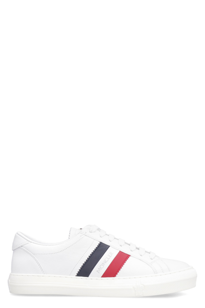 Shop Moncler New Monaco Leather Low-top Sneakers In White
