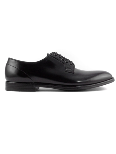Shop Green George Black Leather Classic Derby Shoes In Nero