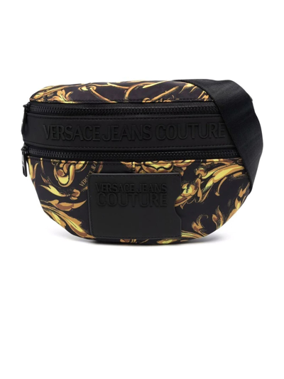 Shop Versace Jeans Couture Black Baroque-print Belt Bag In Nero+oro