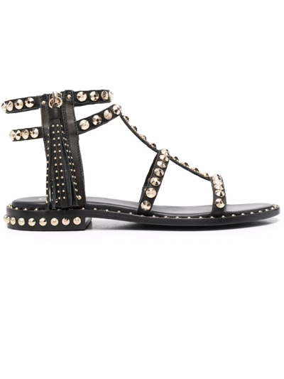 Shop Ash Black Leather Power Sandals In Nero