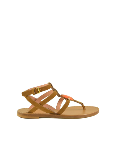 Shop Alberta Ferretti Womens Leather Sandals In Brown