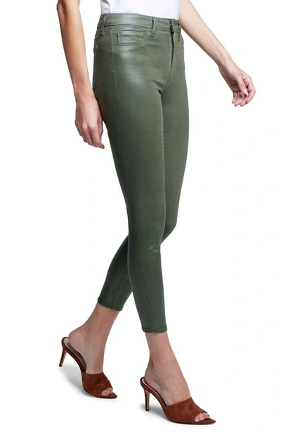 Shop Lagence Margot Coated Crop High Waist Skinny Jeans In Ivy Green Coated