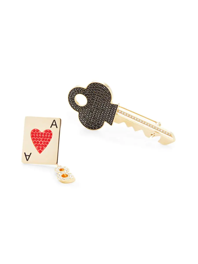Shop Swarovski Women's 2-piece Goldtone-plated &  Crystal Key Brooch & Ace Pin Set In Metal