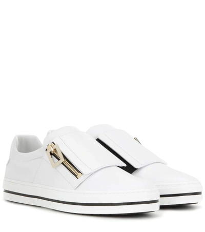 Roger Vivier 25mm Sneaky Viv Zip-up Leather Trainers In White