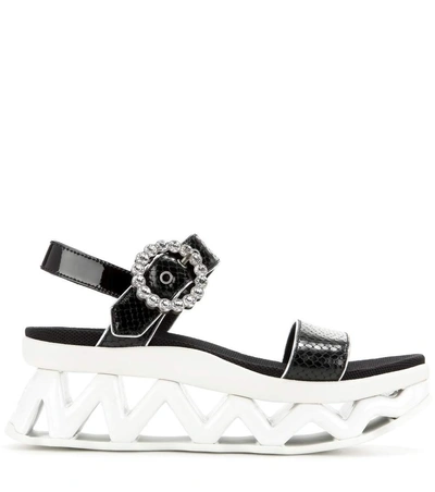 Shop Marc By Marc Jacobs Ninja Strass Wave Embossed Leather Sandals