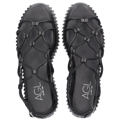 Shop Agl Attilio Giusti Leombruni Strappy Sandals D642050 Calfskin In Black