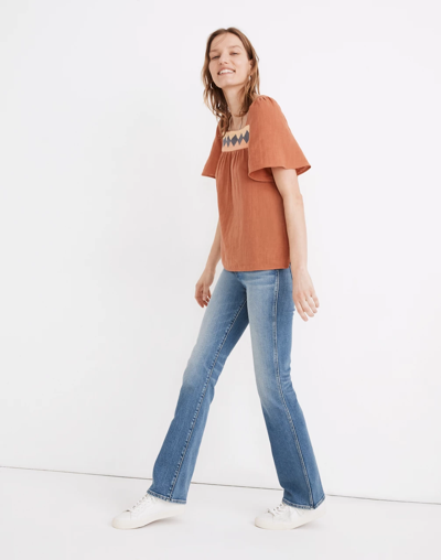 Madewell Patchwork Square-neck Top In Burnt Clay