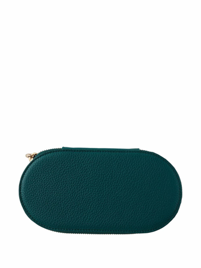 Shop Monica Vinader Oval Leather Jewellery Box In Green