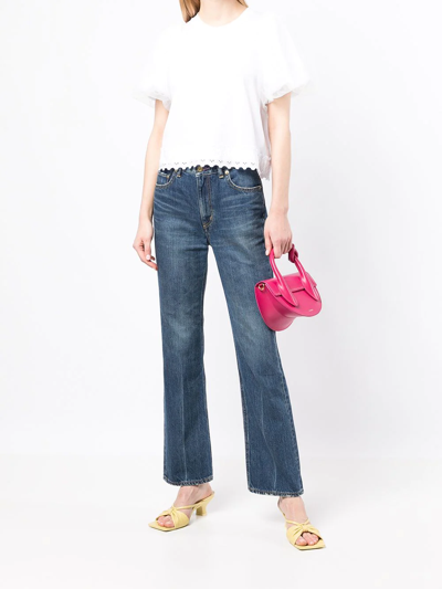 Tu Es Mon Tresor + Net Sustain The Moonstone Cropped High-rise Bootcut Jeans In Blue