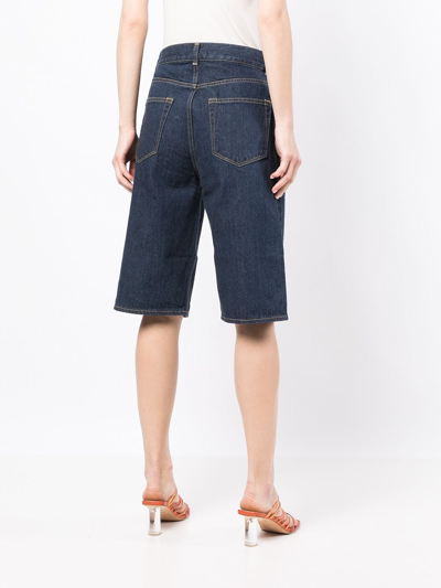 Tu Es Mon Tresor The Turquoise High-rise Denim Bermuda Shorts In Blue