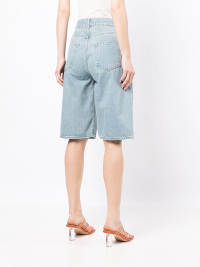 Tu Es Mon Tresor The Turquoise High-rise Denim Bermuda Shorts In Blue