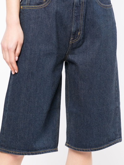 Tu Es Mon Tresor The Turquoise High-rise Denim Bermuda Shorts In Blue