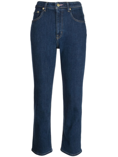 Shop Tu Es Mon Tresor The Rose Quartz Mid-rise Cropped Skinny Jeans In Blue