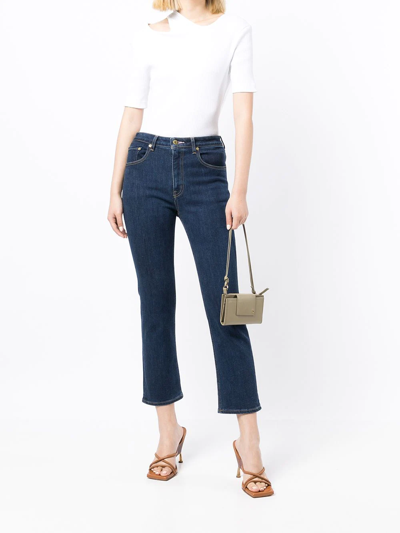 Shop Tu Es Mon Tresor The Rose Quartz Mid-rise Cropped Skinny Jeans In Blue