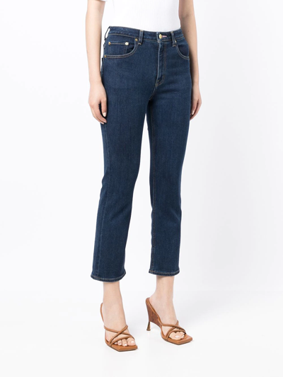 Shop Tu Es Mon Tresor The Rose Quartz Mid-rise Cropped Skinny Jeans In Blue