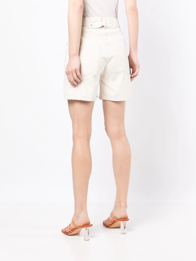 Shop Tu Es Mon Tresor The Coral High-rise Denim Shorts In White