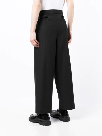 Shop Juun.j Waist-buckle Ankle-crop Trousers In Black