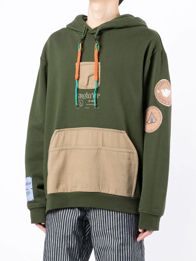 Shop Mcq By Alexander Mcqueen Braided-tassel Patchwork Hooded Sweatshirt In Green