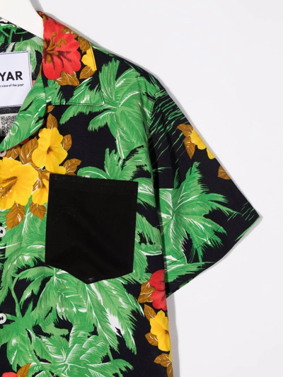 Shop Myar Floral-print Short-sleeved Shirt In Black