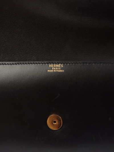 Pre-owned Hermes 1994  Logo Plate Envelope Clutch In Black