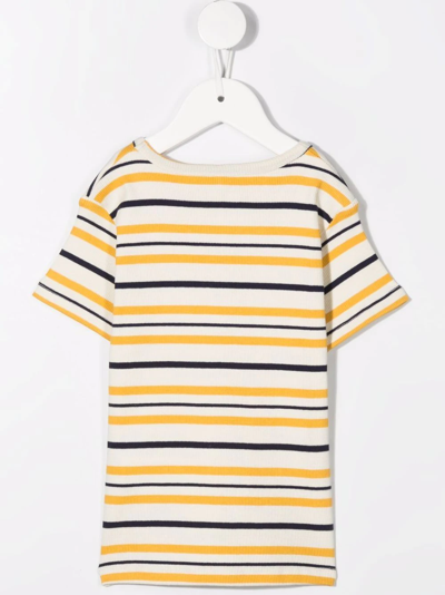 Shop Mini Rodini Striped Short-sleeve Top In Yellow
