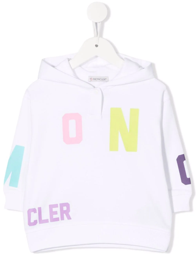 Shop Moncler Logo-print Pullover Hoodie In White