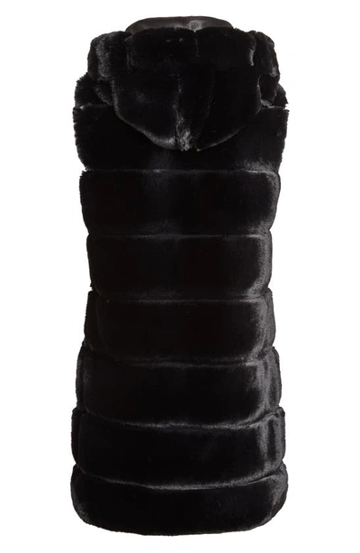 Shop Via Spiga Grooved Faux Fur Hooded Vest In Black