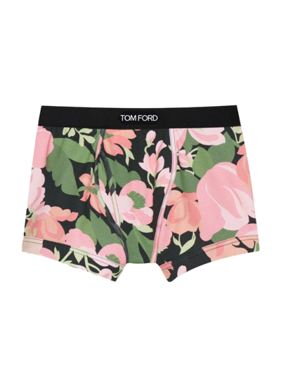 Shop Tom Ford Abstract Floral Print Boxer Briefs In Coral