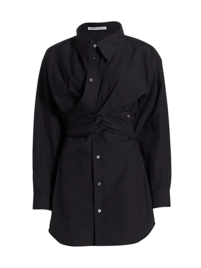 Shop Alexander Wang T Women's Cross-front Shirt Dress In Black