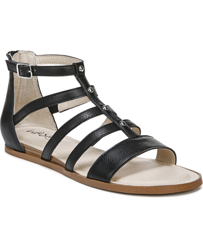 Shop Lifestride Rally Strappy Sandals Women's Shoes In Black Faux Leather