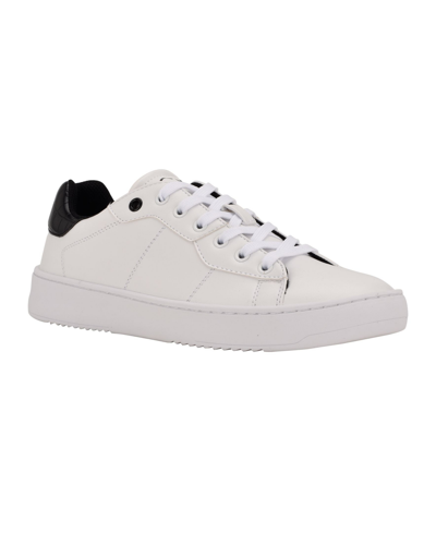 Shop Calvin Klein Men's Lucio Casual Lace Up Sneakers Men's Shoes In White/black Croc