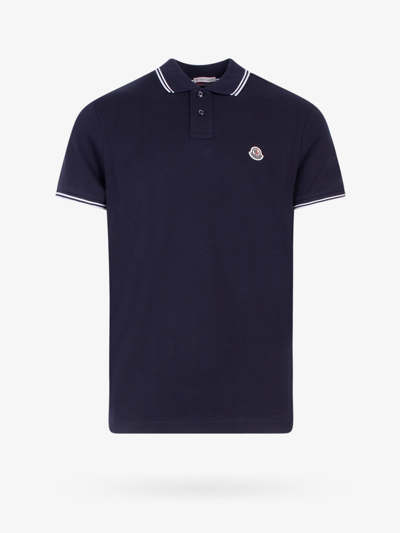 Shop Moncler Polo Shirt In Blue