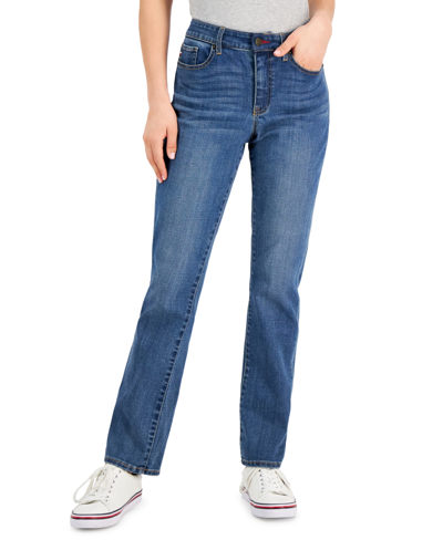 Shop Tommy Hilfiger Women's Tribeca Th Flex Straight-leg Jeans In Enchant Wash