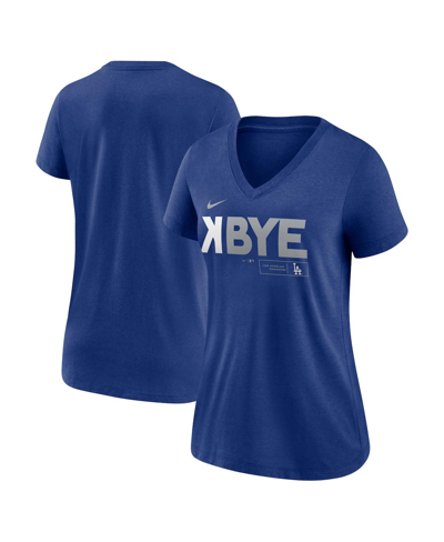 Shop Nike Women's Los Angeles Dodgers Royal K-bye Tri-blend V-neck T-shirt