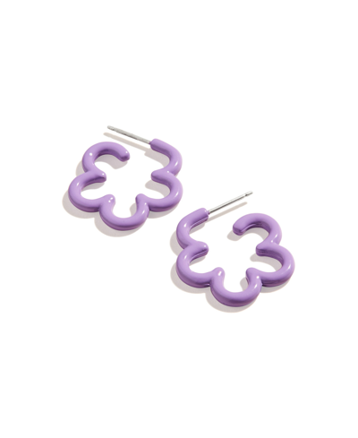 Shop Alex And Ani Floral Huggie Hoop Earrings In Purple