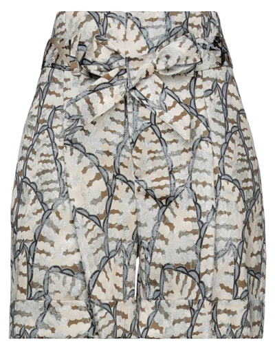 Shop Manila Grace Woman Shorts & Bermuda Shorts Beige Size 4 Polyester, Viscose, Cotton, Polyamide