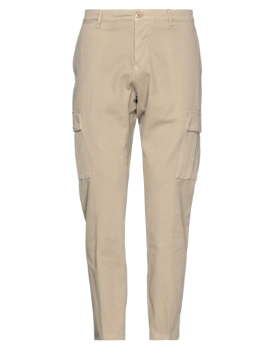 Shop Tela Genova Man Pants Sand Size 35 Cotton, Elastane In Beige