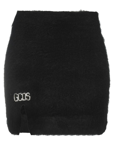 Shop Gcds Woman Mini Skirt Black Size M Acrylic, Mohair Wool, Polyamide