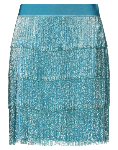 Shop Alberta Ferretti Woman Mini Skirt Turquoise Size 8 Acetate, Silk, Polyamide, Glass, Cotton In Blue