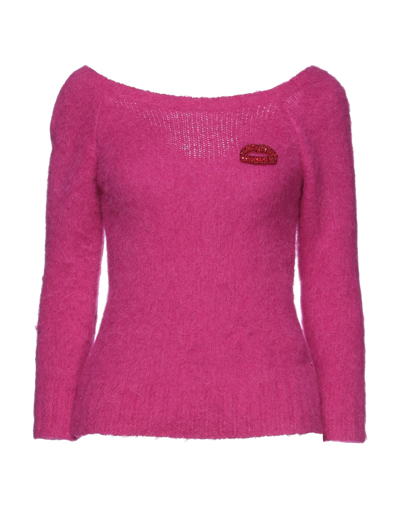 Shop Ndegree21 Woman Sweater Fuchsia Size 4 Wool, Alpaca Wool, Polyamide, Elastane, Glass In Pink