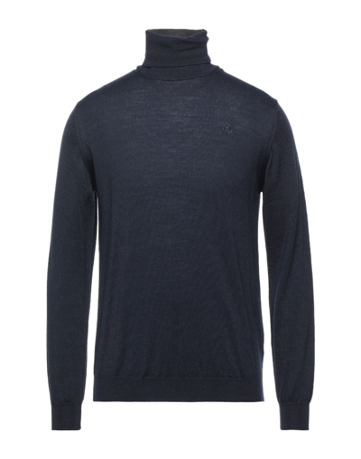 Shop Roberto Cavalli Man Turtleneck Midnight Blue Size Xl Wool, Acrylic