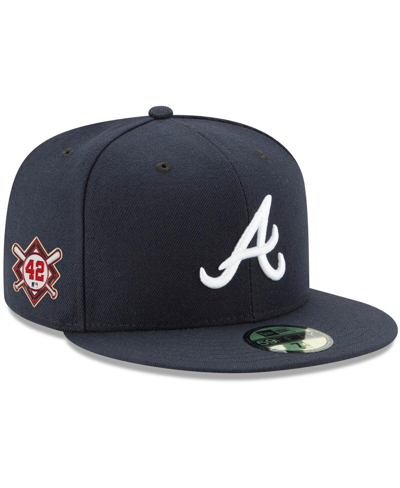 Shop New Era Men's Navy Atlanta Braves Jackie Robinson Day Sidepatch 59fifty Fitted Hat